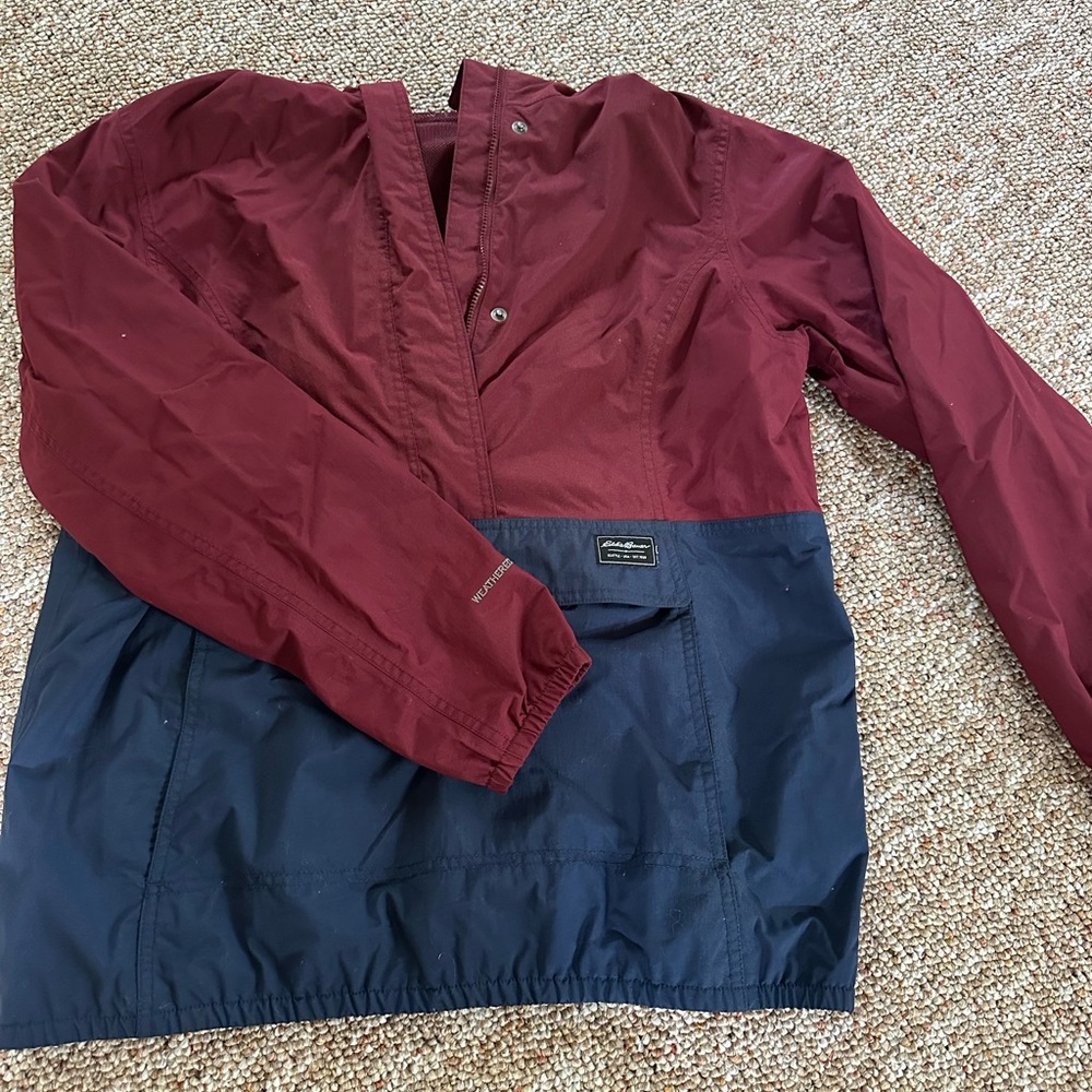 Red and Blue Utility Jacket with Two-Tone Design